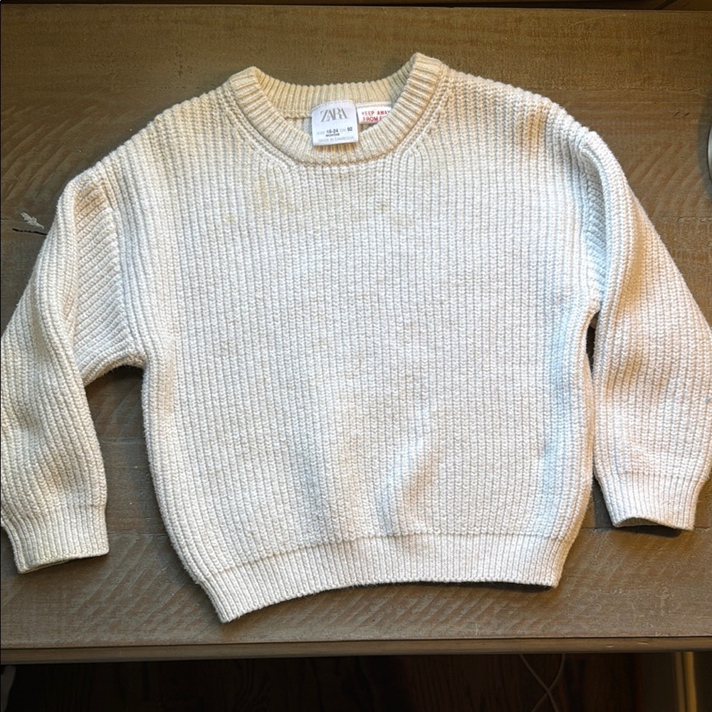 Kids Zara Off-White Ribbed Sweater toddler size 18-24m
